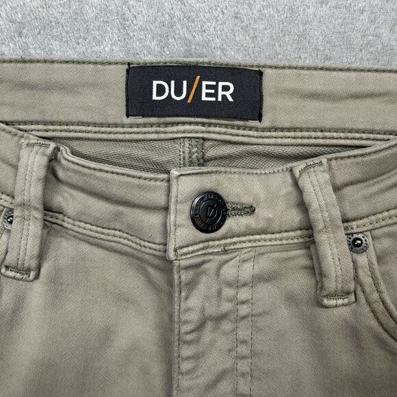 DU/ER No Sweat Slim Pants Men's 34 X 30 Khaki Five Pocket Cotton Lyocell Stretch - Picture 9 of 14